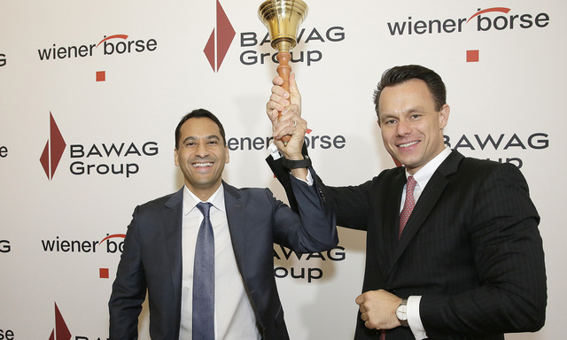 Abuzaakouk und Boschan läuten den Einzug der Bawag in die Wiener Börse ein.