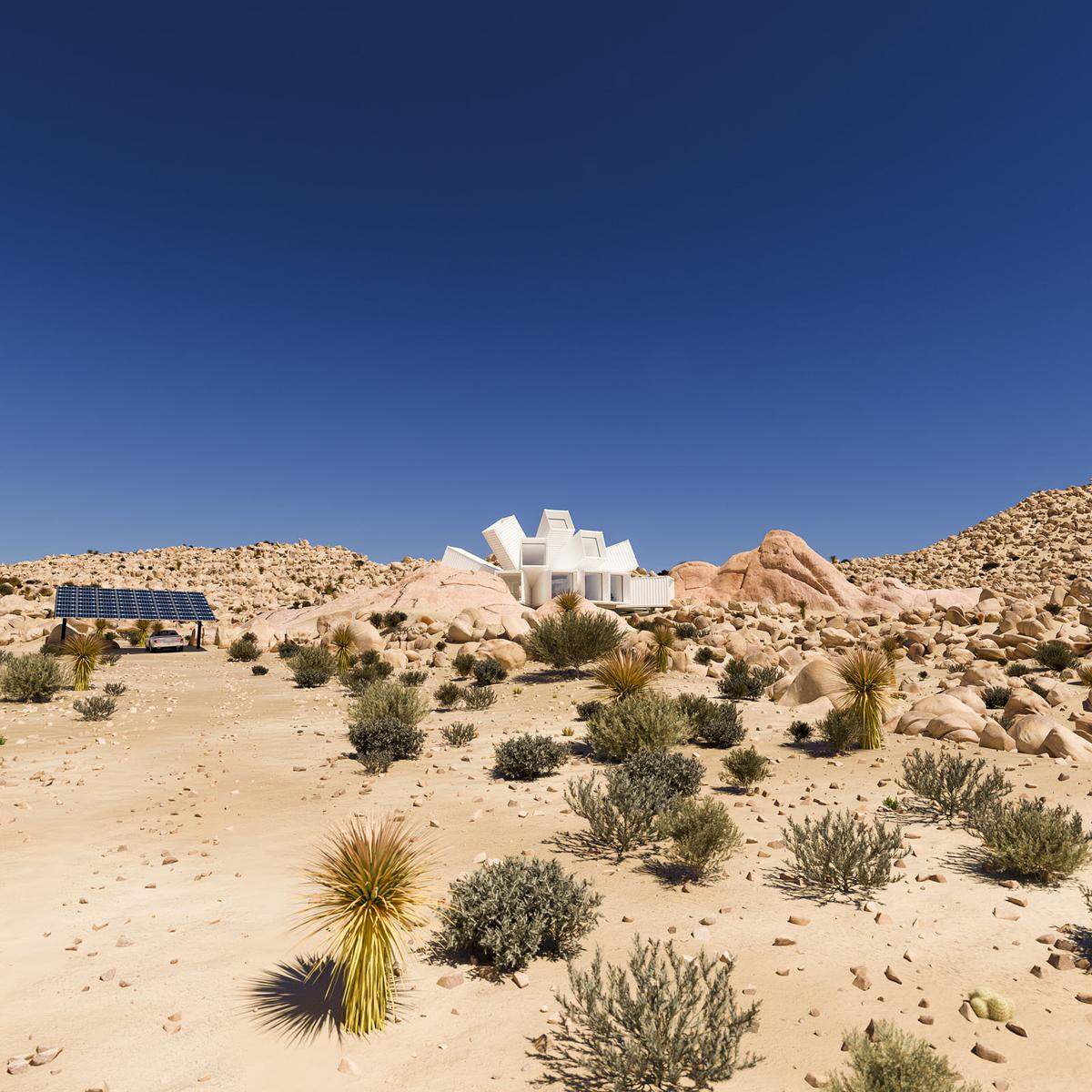 Für die nötige Stromversorgung in der Wüste sollen Solarpaneele sorgen, die gleichzeitig auch als Dach des Carports fungieren.    