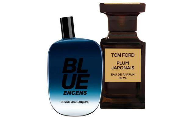 Raritätenkabinett. „Blue Encens“ von Comme des Garçons (100 ml, 90 Euro) und „Plum Japonais“ von Tom Ford (50 ml, 180 Euro).