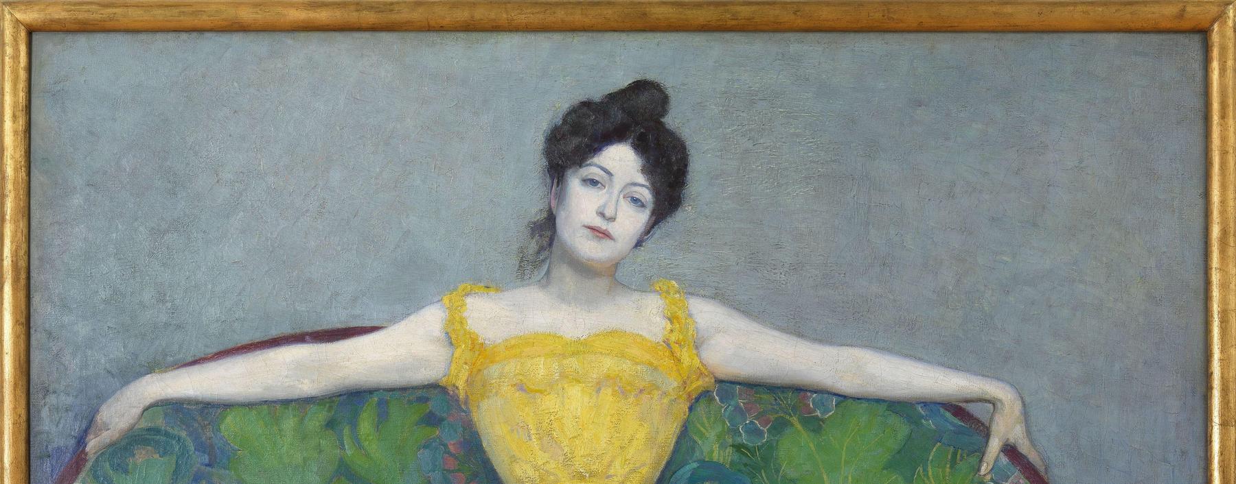 Er war Gründungsmitglied der Wiener 
Secession: Max Kurzweil porträtiert 1899 seine Ehefrau als „Dame in Gelb".
