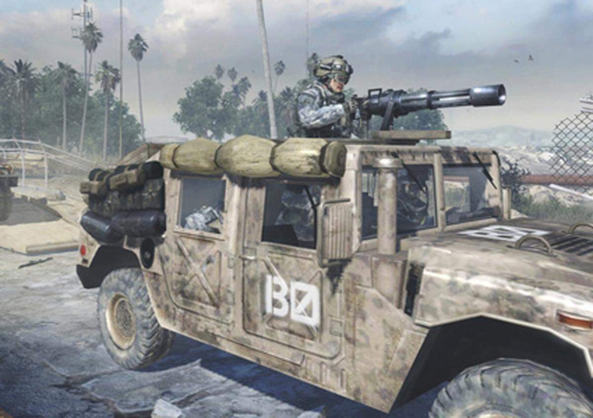 Natürlich muss ein echter Elitesoldat auch standesgemäß zu seinem Arbeitsplatz gebracht werden. Dafür gibt es in Modern Warfare 2 mehrere Methoden. Hier zu sehen der klassische Humvee der US-Armee.