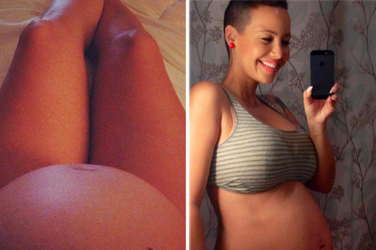 Das Model Amber Rose gewährt auf Twitter ein paar Einblicke in den Alltag einer Schwangeren. Die Verlobte des Hip Hoppers Wiz Khalif schwört in der Bildunterschrift, dass sie Shorts trägt. Ihr Kind soll noch im Jänner zur Welt kommen.