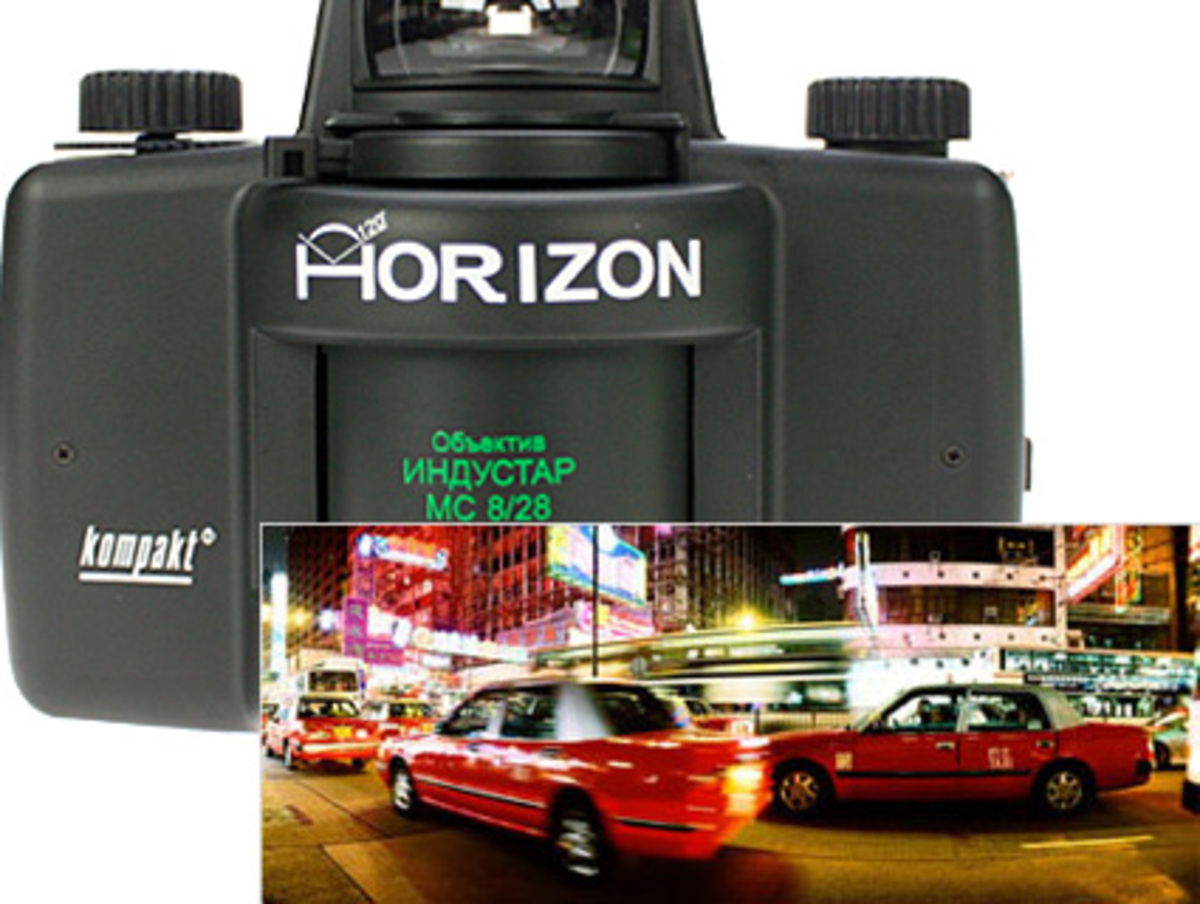 In der "Horizon" steckt ein 120-Grad-Weitwinkelobjektiv für spontane Panoramaaufnahmen mit einem 35-Millimeter-Film.