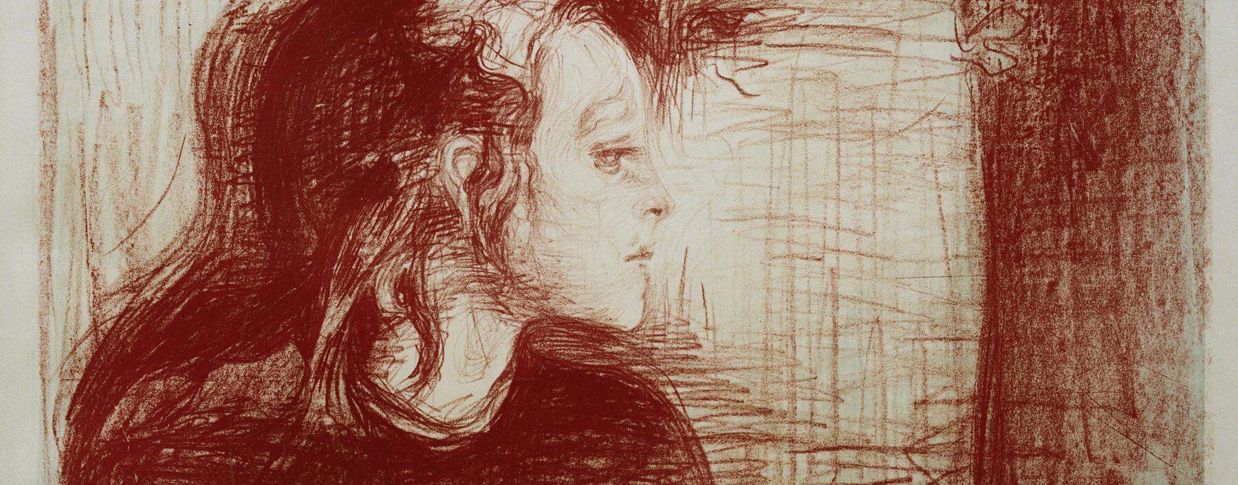 „Ich versuche, aus der Not eine Tugend zu machen, ich versuche, übersehen zu werden.“ Edvard Munch, Lithografie, 1896. 