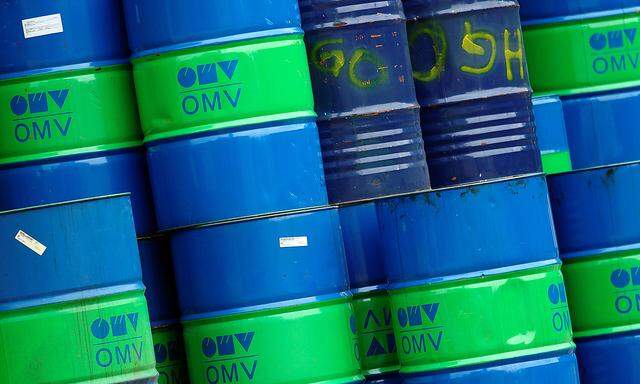 FILE PHOTO: Barrels are pictured at the refinery of Austrian oil and gas group OMV in Schwechat