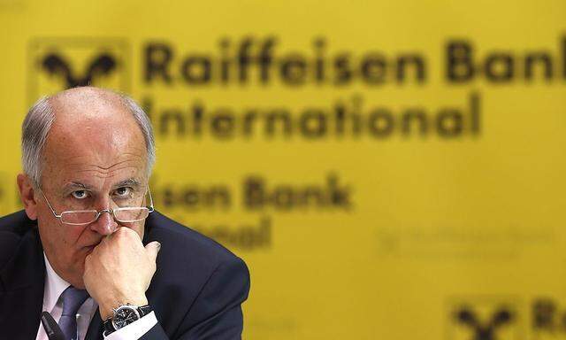 Raiffeisen Bank International Chief Executive Sevelda attends a news conference in Vienna