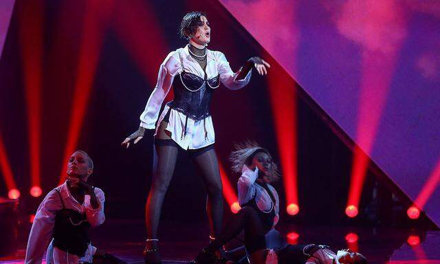 Ukrainian singer Anna Korsun, known by the stage name MARUV, performs during the Ukrainian national final selection for the Eurovision Song Contest in Kiev