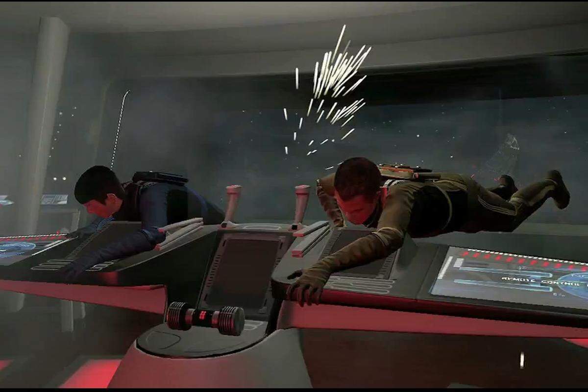 Spock und Kirk kämpfen sich Schulter an Schulter - jeder mit seinen eigenen Stärken und Schwächen - durch eine Szenerie, die Elemente aus Star Trek und dem 2013 erscheinenden Film "Star Trek into Darkness" aufgreift.Windows-PC, Playstation 3, Xbox 360, 26. April