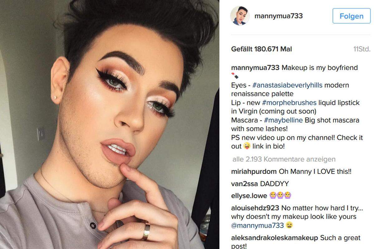 Der US-amerikanische Kosmetikhersteller Maybelline verpflichtete jetzt einen Mann für seine Mascara-Kampagne. Er heißt Manny Gutierrez, ist 26 Jahre jung, lebt in San Diego und verdient sein Geld als Beauty-Vlogger (Video-Blogger).