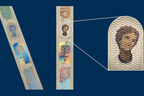 Auf den Noten findet sich künftig ein Hologramm mit dem Porträt der Europa. Dieses Porträt erscheint im silbernen Streifen der Banknoten, wenn diese gekippt werden. Außerdem erscheinen in dem Streifen ein Fenster und der Nennwert der Scheine.