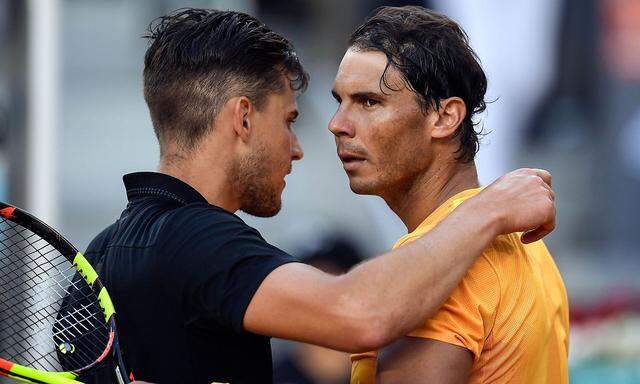 Nadal (re.) hatte Thiem am Freitag im Madrid-Viertelfinale wenig entgegenzusetzen.