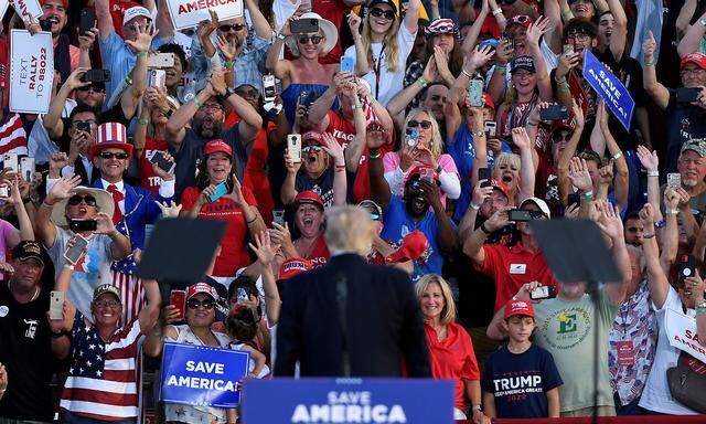 Former U.S. President Trump holds a rally in Wellington, OH