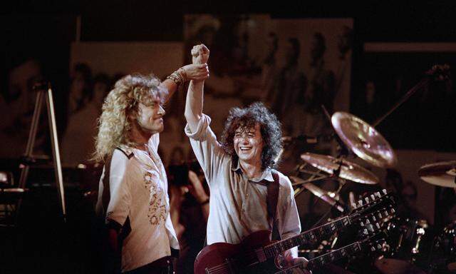 Robert Plant und Jimmy Page bei einem Led Zeppelin-Konzern im Mai 1988