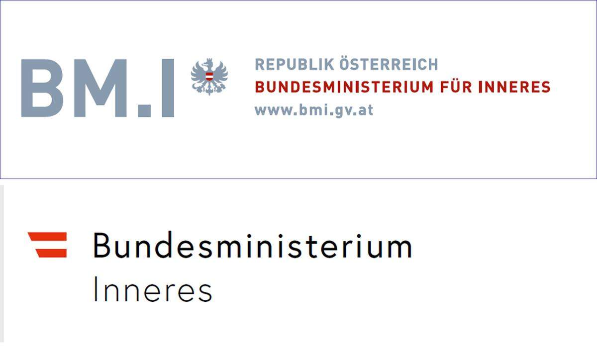 Kleiner und filigraner wurde das Logo des Innenministeriums. Im Bild: oben das alte Logo, unten das neue Logo