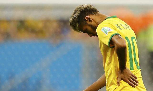 Brazil´s Neymar reacts after his team lost their 2014 World Cup third-place playoff against the Netherlands at the Brasilia national stadium in Brasilia