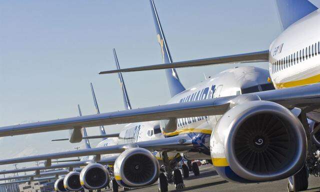 Boeing handout photo shows five Ryanair 737-800 passenger jets in Seattle