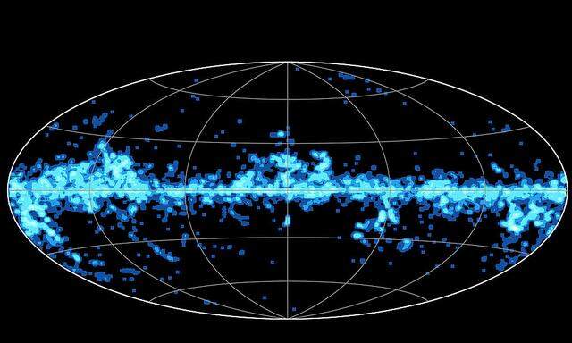 NASA image of star-forming clouds, called cold cores, that Planck observed throughout the Milky Way galaxy