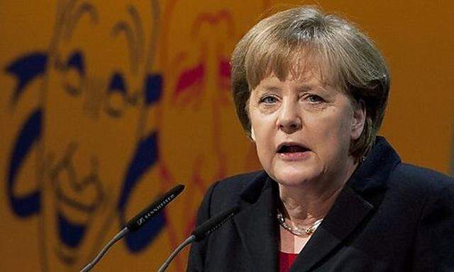 German Chancellor Merkel delivers speech during CDU Political Ash Wednesday meeting in Demmin