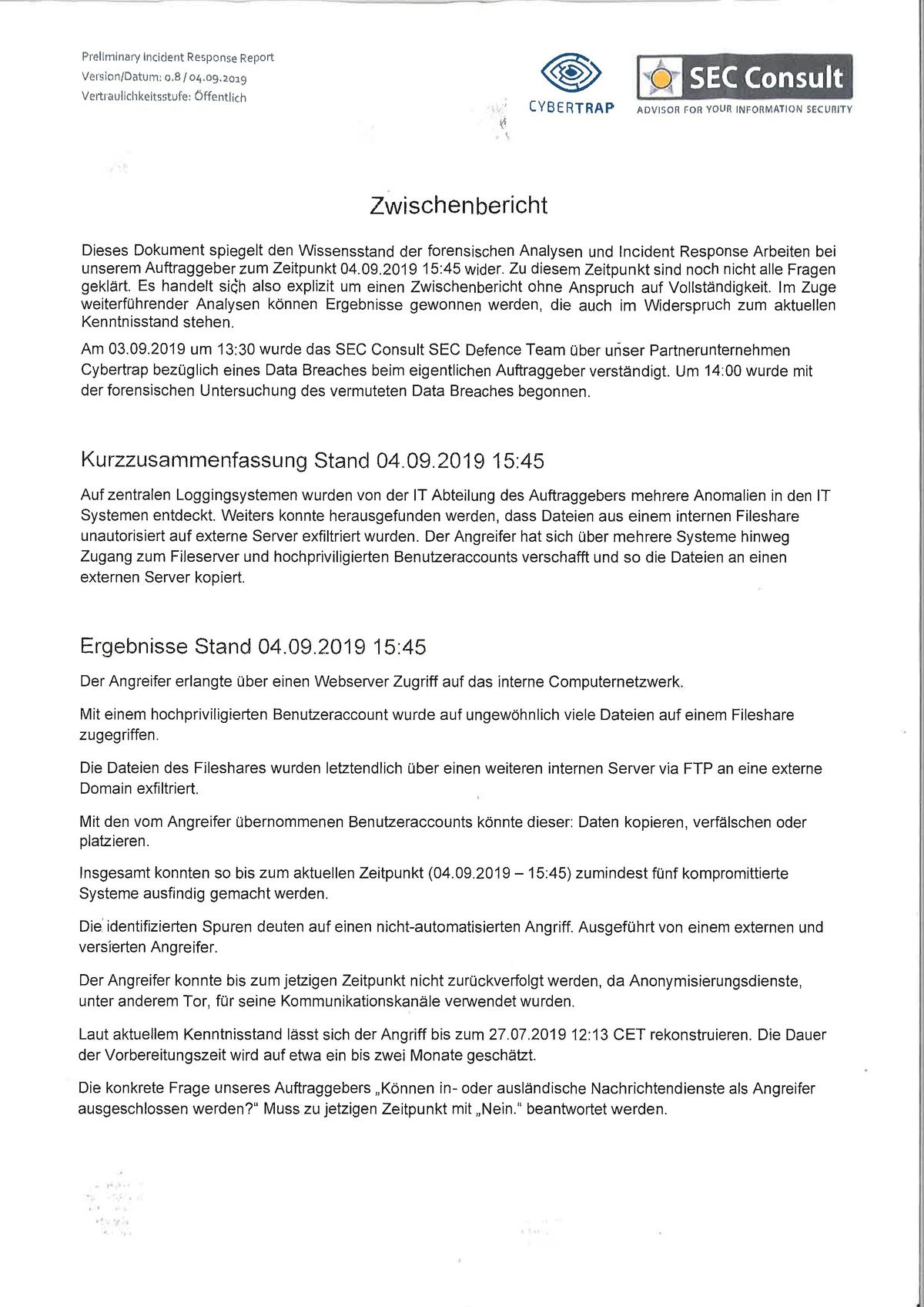 Der Zwischenbericht der Datenforensiker