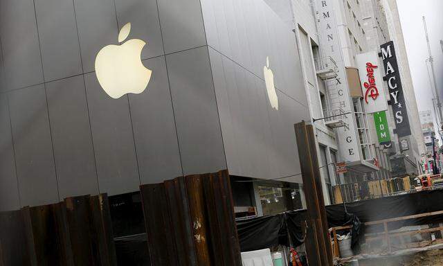 An Apple retail store is shown amid construction in San Francisco