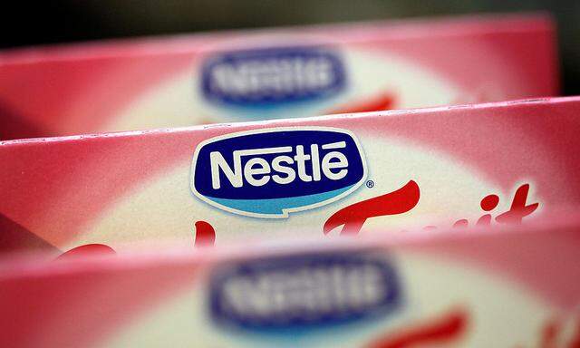 Boxes of baby food are seen in the company supermarket at the Nestle headquarters in Vevey