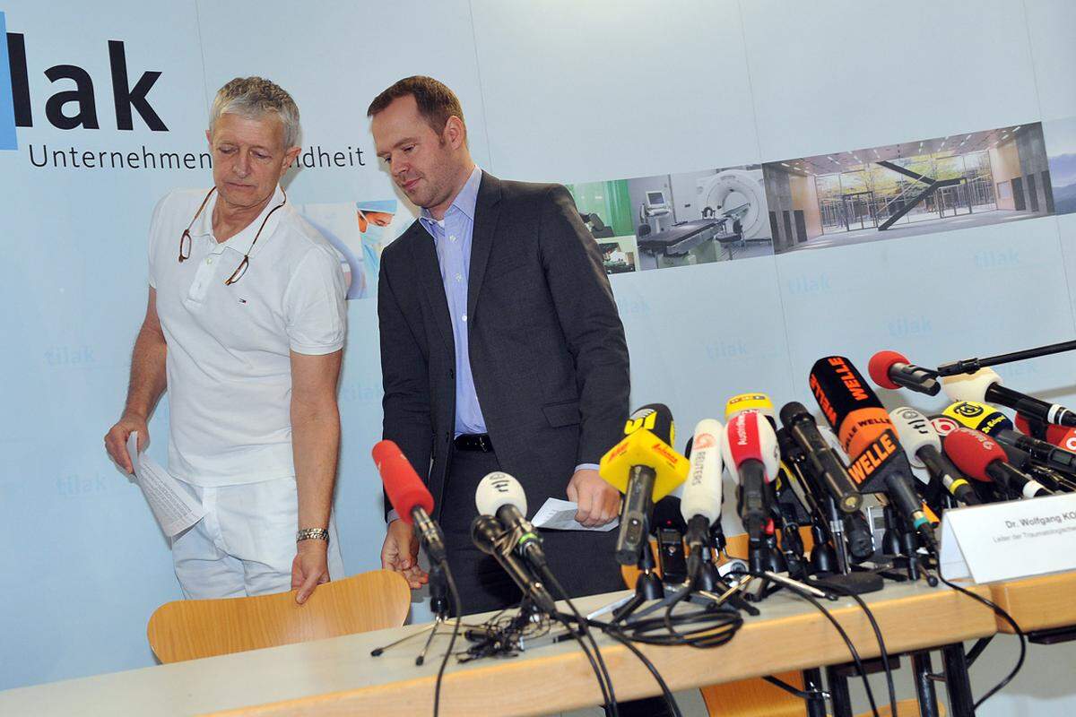 Wolfgang Koller, der Leiter der traumatologischen Intensivstation der Innsbrucker Universitätsklinik, gab nach einer Woche bekannt, "dass das Herz des Prinzen rund 50 Minuten stillstand und sein Gehirn in dieser Zeit nicht mit Sauerstoff versorgt worden sei."