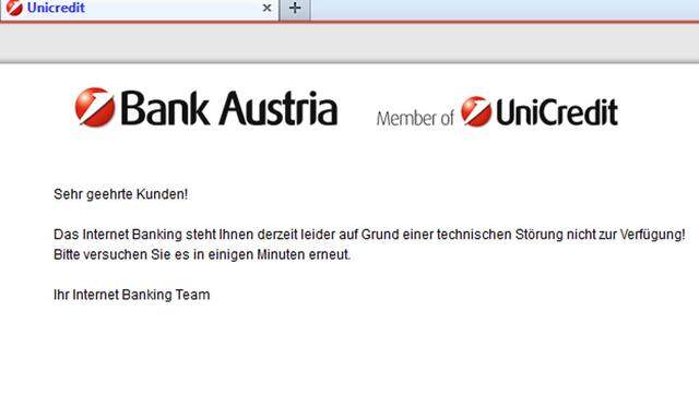 OnlineBanking Bank Austria wieder