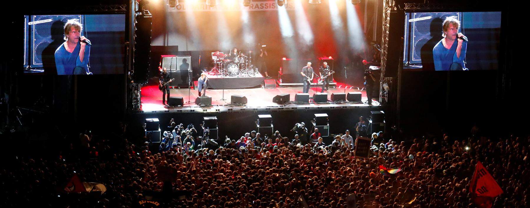 The band ´Die Toten Hosen´ performs during an open air ´anti-racism concert´ in Chemnitz