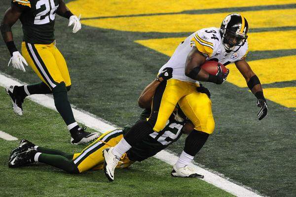 Dafür zeigten nach Wiederbeginn die Pittsburgh Steelers umso mehr: Plötzlich war der Rekordmeister das dominierende Team und kam im dritten Viertel durch einen Touchdown-Lauf von Rashard Mendenhall auf 17:21 heran.