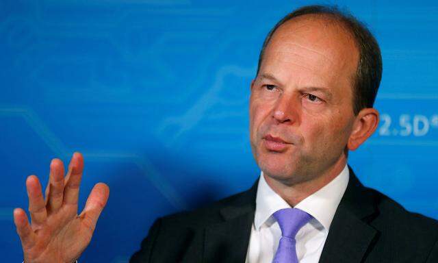 Gerstenmayer, Chief Executive of Austrian PCB manufacturer AT&S, talks during a news conference in Vienna
