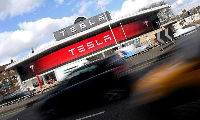 FILE PHOTO: A Tesla car showroom is seen in west London, Britain