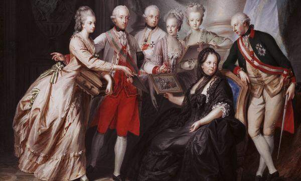 Intensiv, nicht idyllisch: das Familienleben von Kaiserin Maria Theresa (hier mit sechs Kindern, gemalt von Heinrich Füger). 