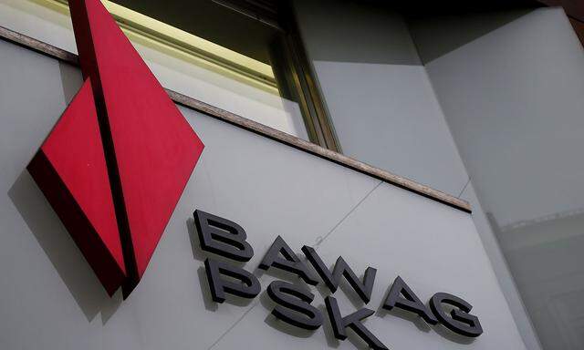 The logo of BAWAG PSK Bank is pictured on one of its branches in Vienna