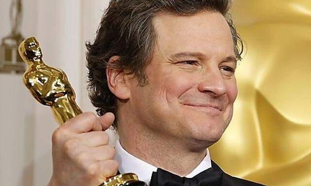 British actor, Colin Firth, best actor winner for his role in The Kings Speech, poses backstage ats Speech, poses backstage at
