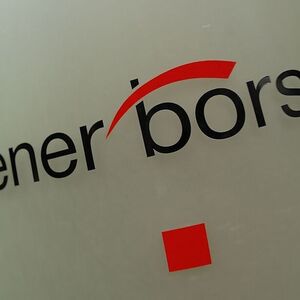 The Vienna Stock Exchange (Wiener Boerse) logo is displayed next to the company's street entrance in Vienna