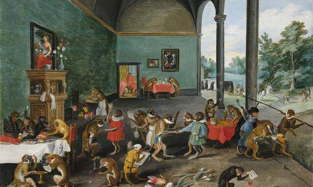 Einen Affenzirkus machte Jan Brueghel d. J. aus der Tulpenmanie. Das Dorotheum schätzt das Bild auf 250.000 bis 350.000 Euro. 