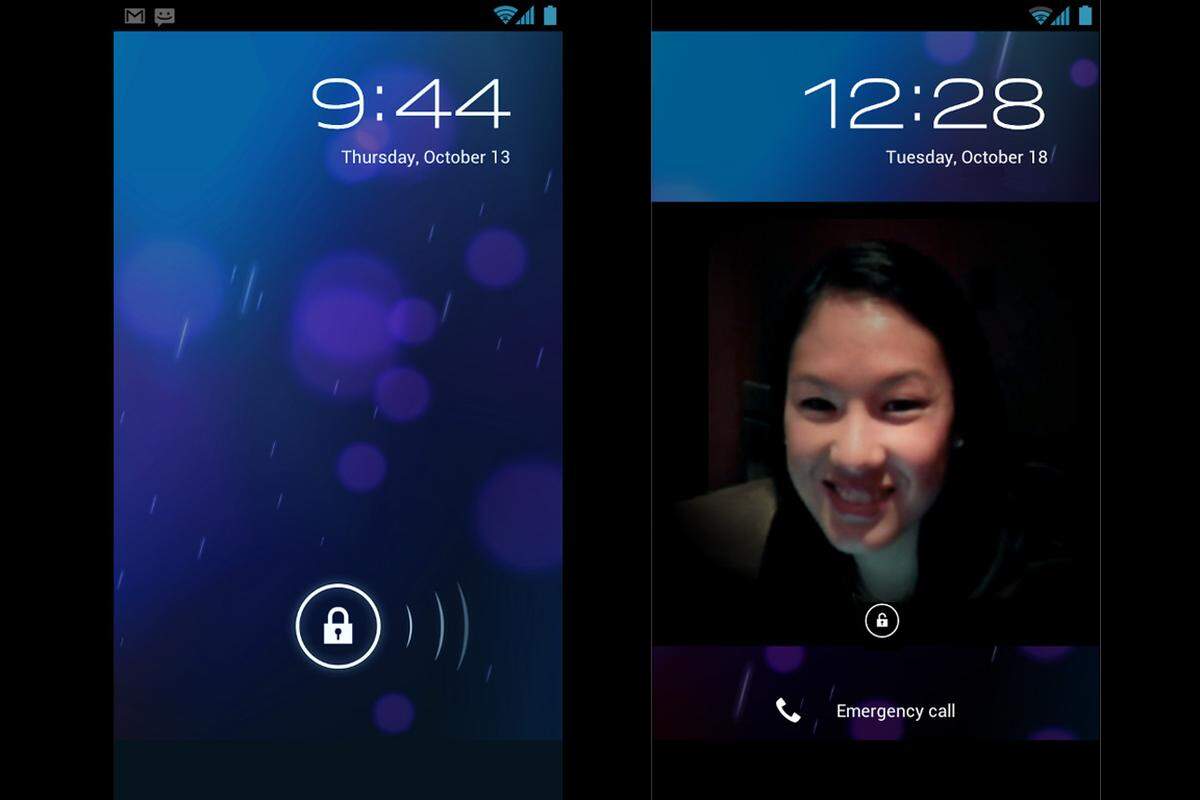 Google hat mit Android 4.0 ein umfassendes Update für sein Smartphone- und Tablet-Betriebssystem vorgestellt. Die Software mit dem Codenamen "Ice Cream Sandwich" orientiert sich stark optisch an Verison 3.0 "Honeycomb". Neben dem üblichen Entsperr-Ring bietet das neue System jetzt auch Face Unlock. Die Frontkamera erkennt das Gesicht des Nutzers und entsperrt damit das Gerät.