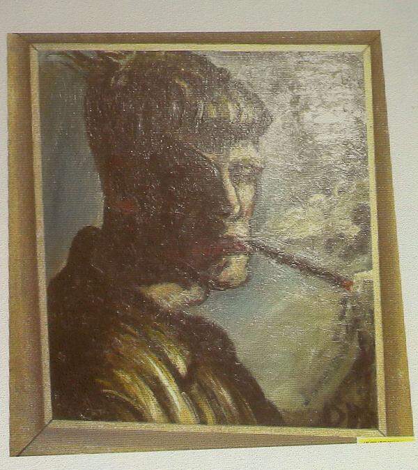 Otto Dix, Selbstporträt, das bisher völlig unbekannt war und weder im Werkverzeichnis noch irgendwo anders publiziert wurde. Es dürfte um 1919 entstanden sein. Damit ist es laut Hoffmann eines der ganz wenigen Werke, die Dix gleich nach dem Ersten Weltkrieg malte.
