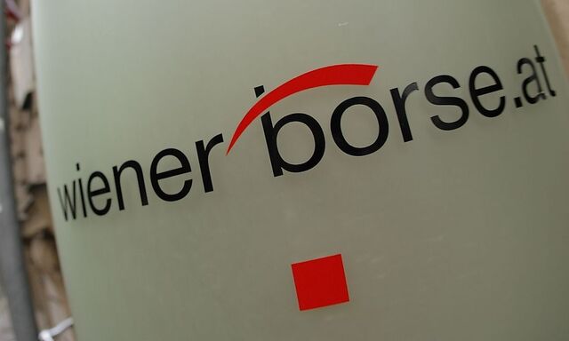 The Vienna Stock Exchange (Wiener Boerse) logo is displayed next to the company's street entrance in Vienna