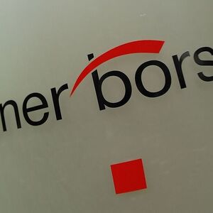 The Vienna Stock Exchange (Wiener Boerse) logo is displayed next to the company's street entrance in Vienna