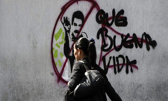 Grafitti gegen Venezuelas Präsident Nicolás Maduro 