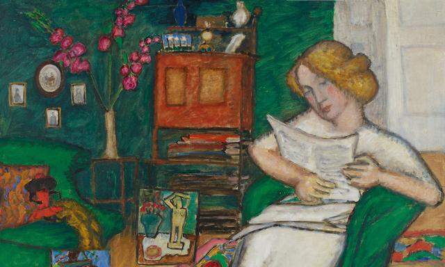 „Im Zimmer“, Gabriele Münter, 1913, Öl auf Leinwand. In dieser Zeit widmete ihr Herwarth Walden in seiner Berliner Galerie eine umfangreiche Einzelausstellung. 