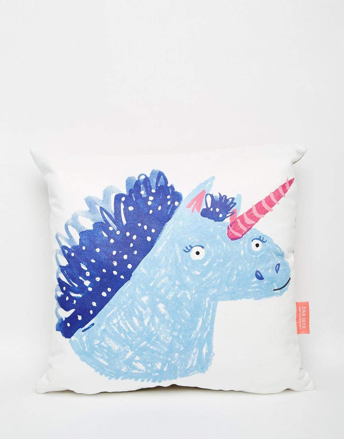 Kissen mit Einhornmotiv von Ohh Deer, 44,99 Euro.