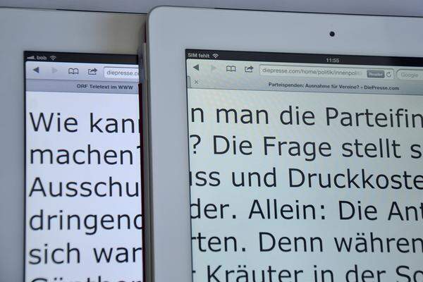 Text ist selbst bei sehr hohem Zoomfaktor noch aalglatt (rechts). Fraglich bleibt, wie oft man Text in dieser Größe lesen muss oder will.