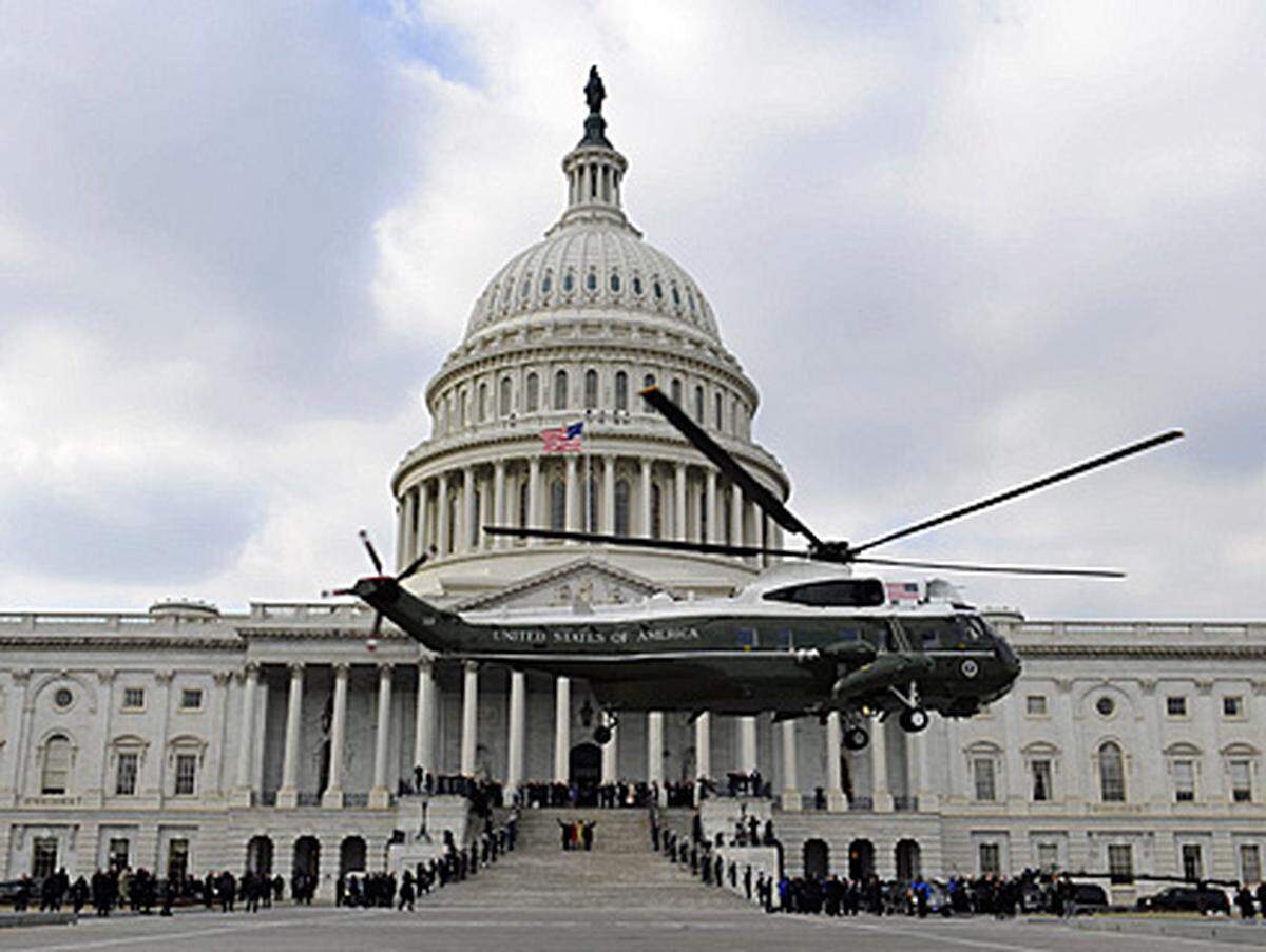 In diesem Hubschrauber verließ der nunmehrige Ex-Präsident George W. Bush seinen Arbeitsplatz der vergangenen acht Jahre.