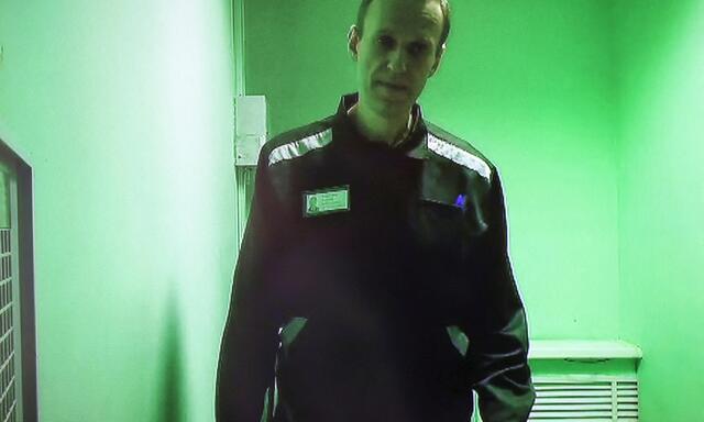 Im Oktober war Nawalny bei seinem Prozess via Video zu sehen.