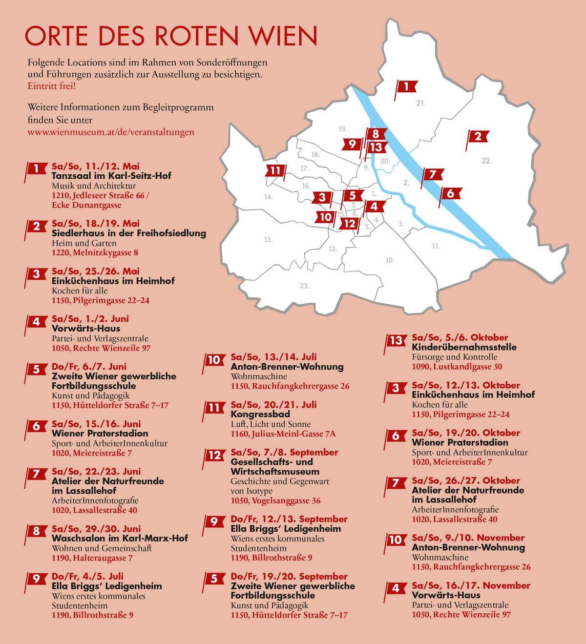 Im Rahmen der Ausstellung sind markante Orte des Roten Wien zugänglich gemacht worden.