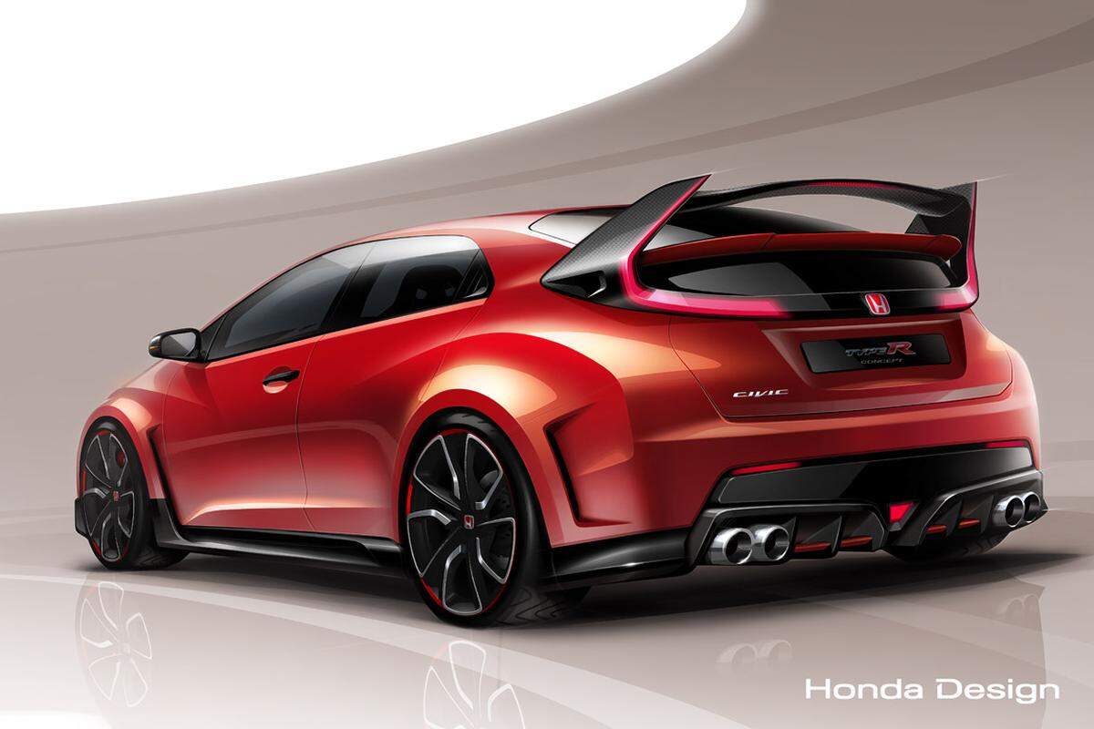 Der Honda Civic Type R wird ebenfalls 2014 in Genf präsentiert. Das Design ist seriennahe, der Type R wird einen Vierzylinder Turbo-Motor mit mehr als 300 PS haben.