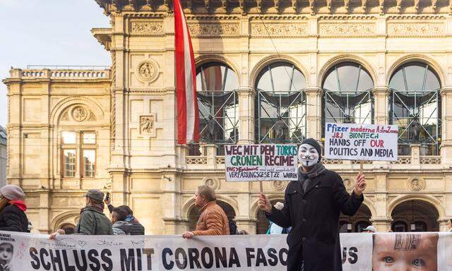 Bei der Demonstration gegen die Anti-Corona-Maßnahmen der Regierung am 26. Oktober 2021 in Wien überschritt ein Teilnehmer die Grenzen des Erlaubten.