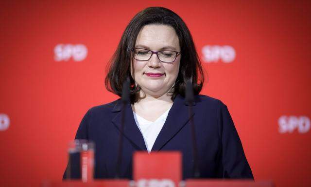 Andrea Nahles, die erste Frau an der Spitze der SPD. Manchen Spöttern gilt die 47-Jährige als „Trümmerfrau“.